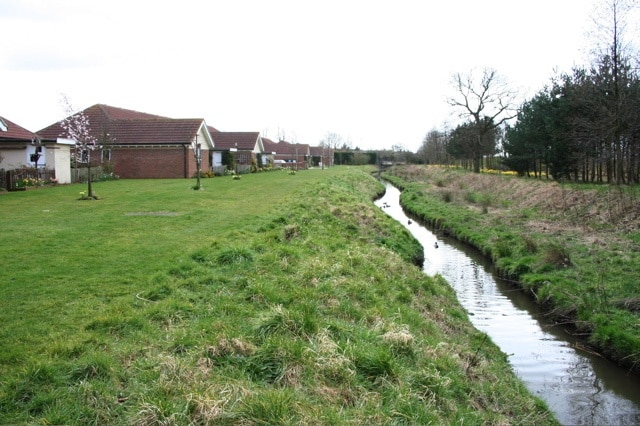 River Foss at New Earswick The bungalows are part of the Hartrigg Oaks retirement community.