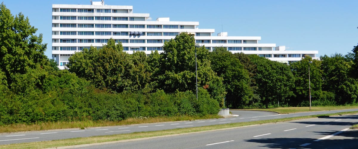 Stufenhochhaus in Wolfsburg-Detmerode.