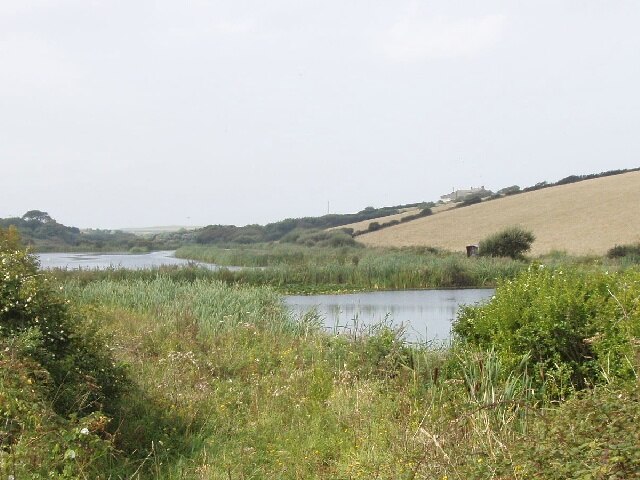 Pools by Trenearne Bridge, near St Merryn. The road from Padstow to St Merryn goes steeply down to the stream which reaches the sea at Harlyn Bay. These pools are just below the bridge.