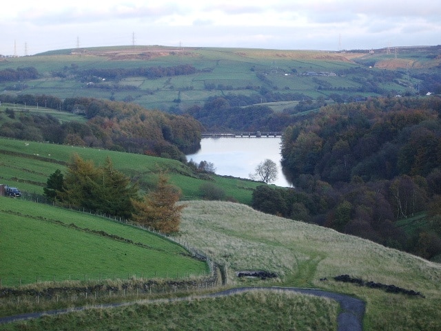 Ryburn Reservoir Is the lower of two the reservoirs built to supply Wakefield with water and was completed in 1956.