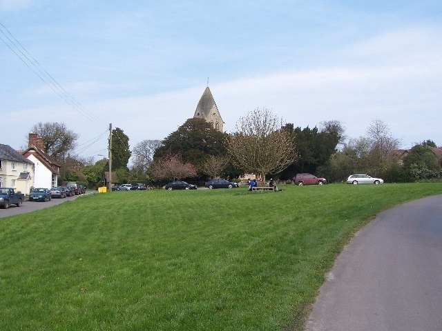 Hawkley village green. Looking towards church