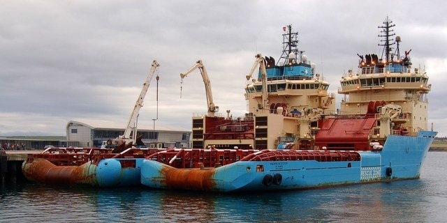 Anchor Handling Tugs at Scrabster A pair of Anchor Handlers/Supply Tugs, the Maersk Detector and the Maersk Assister, dwarfing the new ferry terminal at Scrabster. These giants are used for many heavyweight tasks such as repositioning oil rigs. They boast 18,280 BHP and 23,500 BHP respectively.