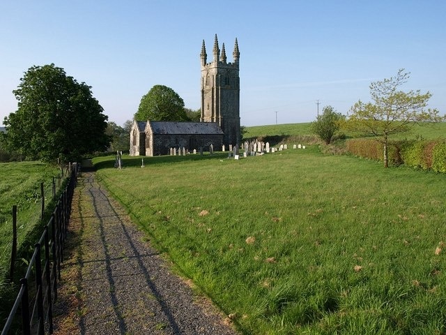 All Saints' Church, Dunterton 797484 seen from the church path close to the B3362.