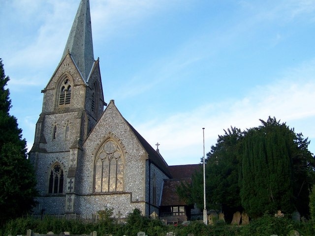 St Mary's Church, Alderbury In Alderbury the medieval church was demolished in 1857 and St Mary's Church was built in 1856. Designed by the architect Samuel Teulon it is a flint and stone church in the Decorated style with a shingle spire.