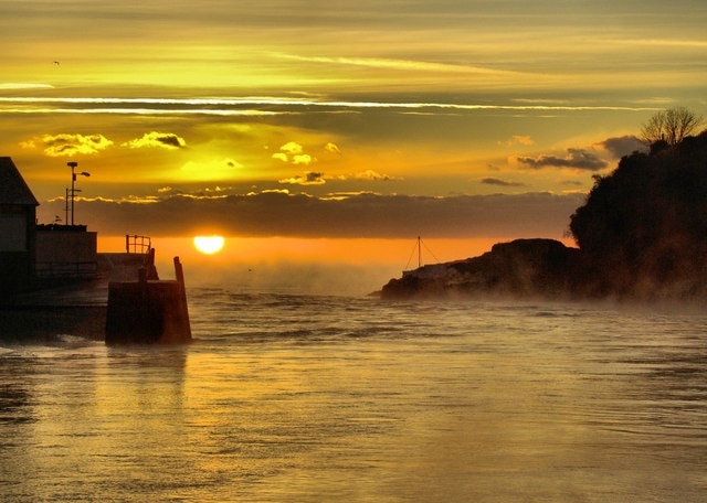 Looe harbour entrance Another cold and frosty morning