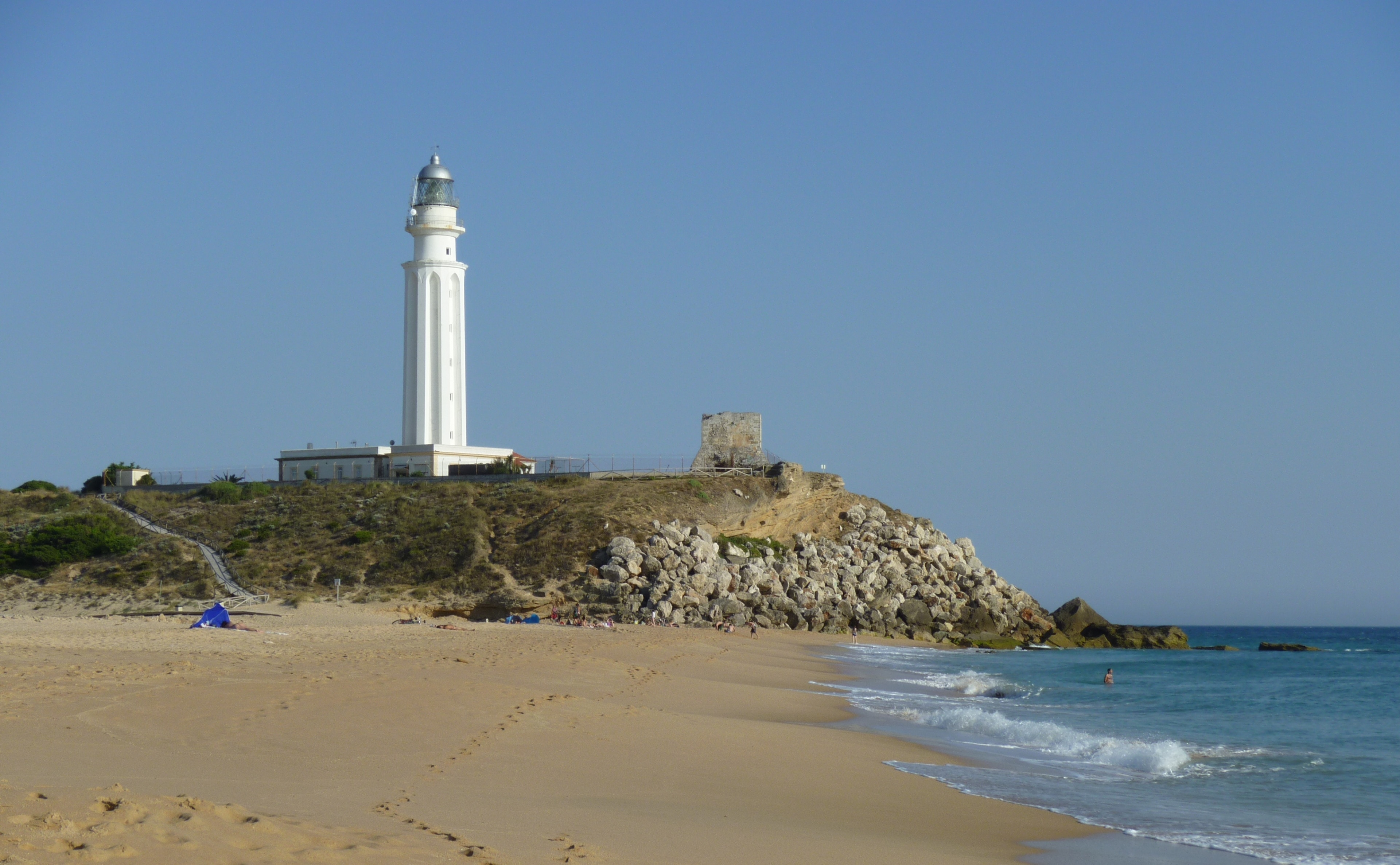 The lighthouse and the arab watchtower on Cape Trafalgar