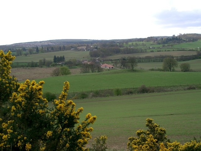 Countryside. Looking south towards Kelty,the embankment in the middle of the picture is a disused railway line.