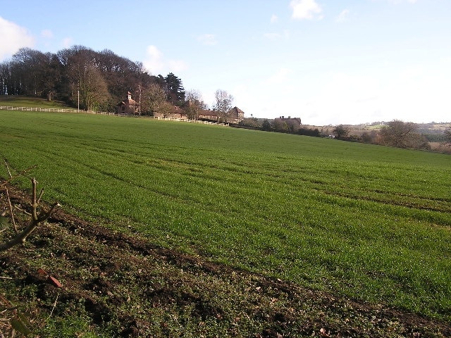 Home Farm. View across to Home Farm with Coal Hill in the Background (left). Home Farm is located at the top of this northern end of this grid.