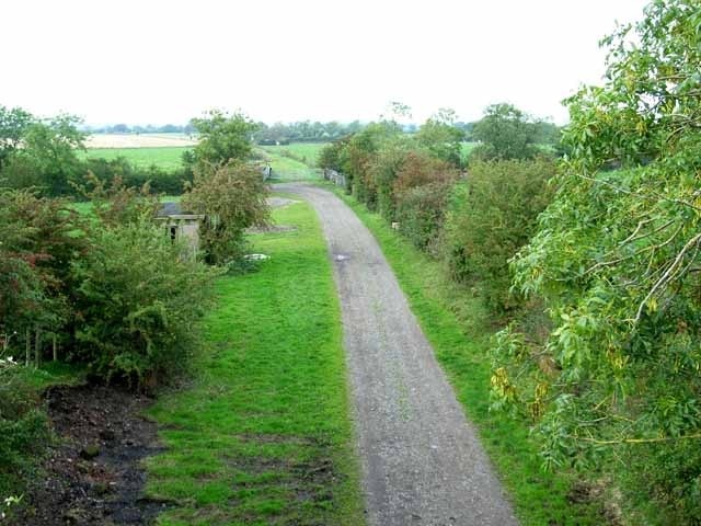 Farm track on the old Waverley line, Newtown of Rockcliffe. This private farm track follows the line of the old Waverley line (Carlisle to Edinburgh) closed by Beeching.