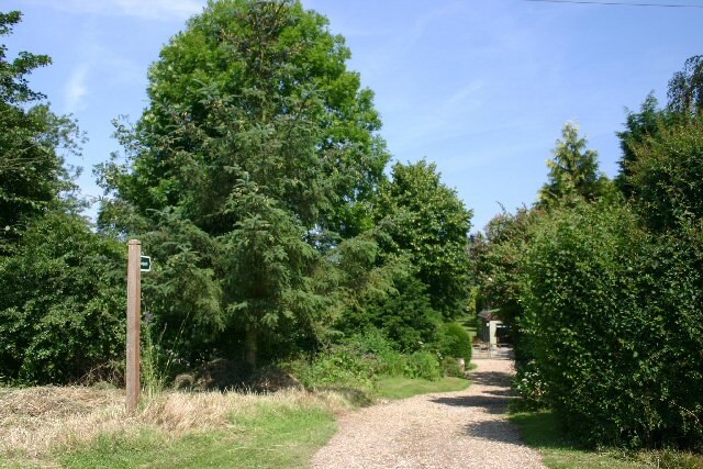 Footpath at Brook Green. Path leads north to Hawstead Hall.