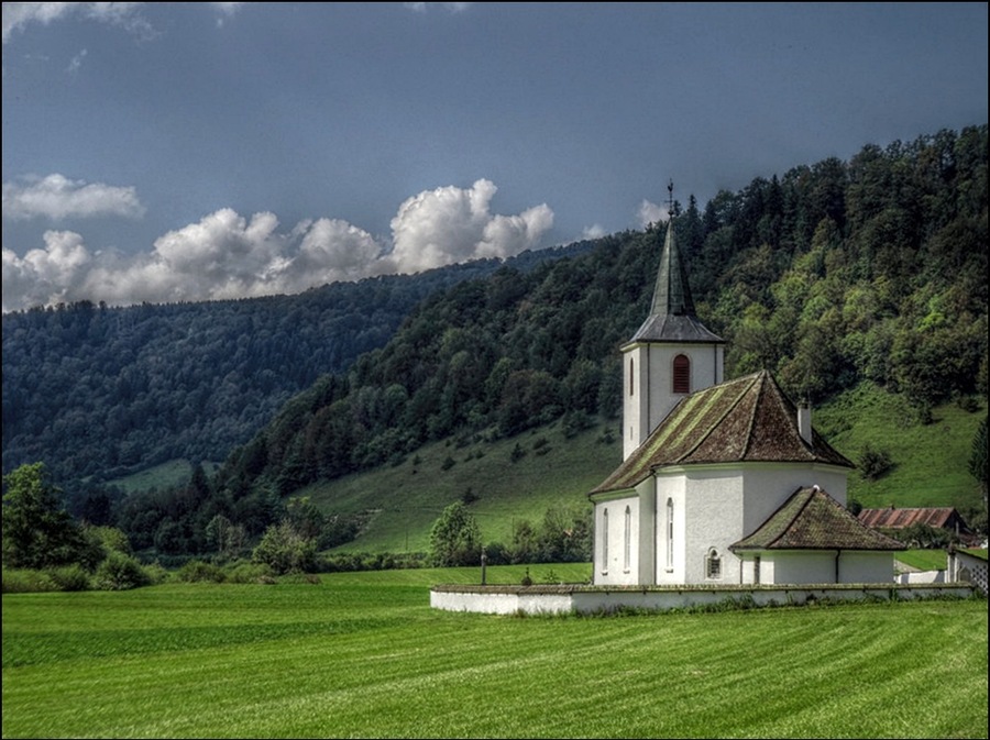 The church of La Motte in the Doubs Valley.
