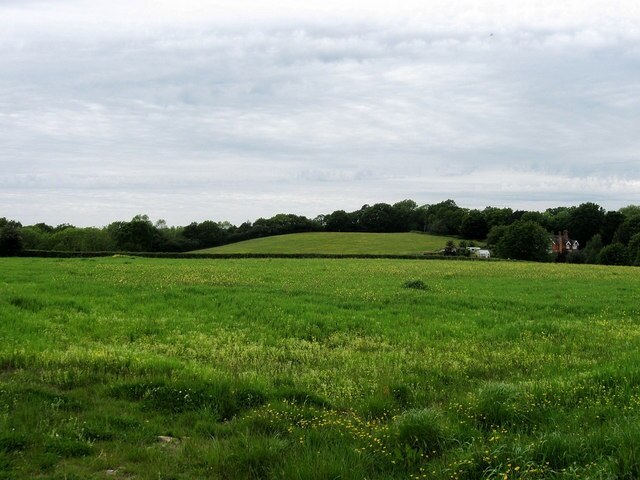 Fields near Claytons Viewed from Newick Lane with Knowle Hill rising in the distance. Claytons is the house on the right.