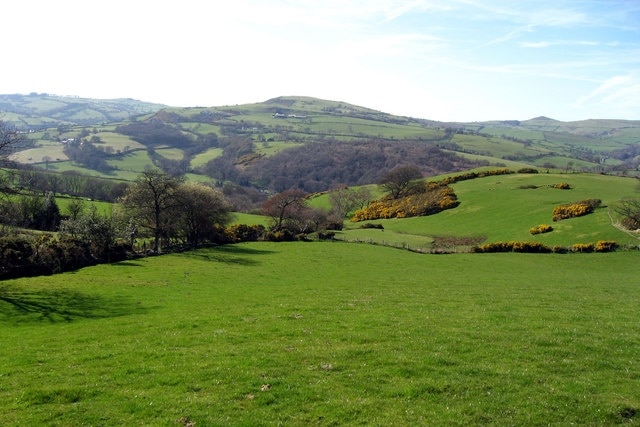 Golygfa tua'r gorllewin. View to the west Tirwedd nodweddiadol rhwng Dyffryn Clwyd Mynydd Hiraethog. Typical landscape between the Vale of Clwyd and Denbigh Moors.