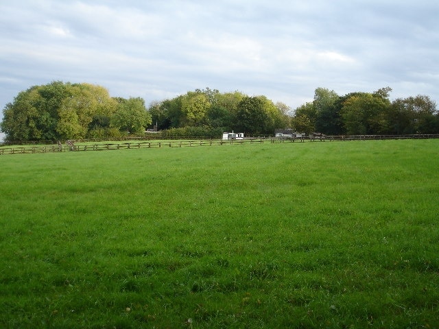 Over the fields towards Buckwood Lane. Near the road this land has been used for horses. Here it seems to be plain old meadow.