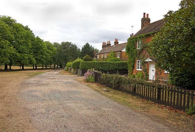 Ayot Green. A peaceful village scene but, yards away in a cutting, is the A1(M)