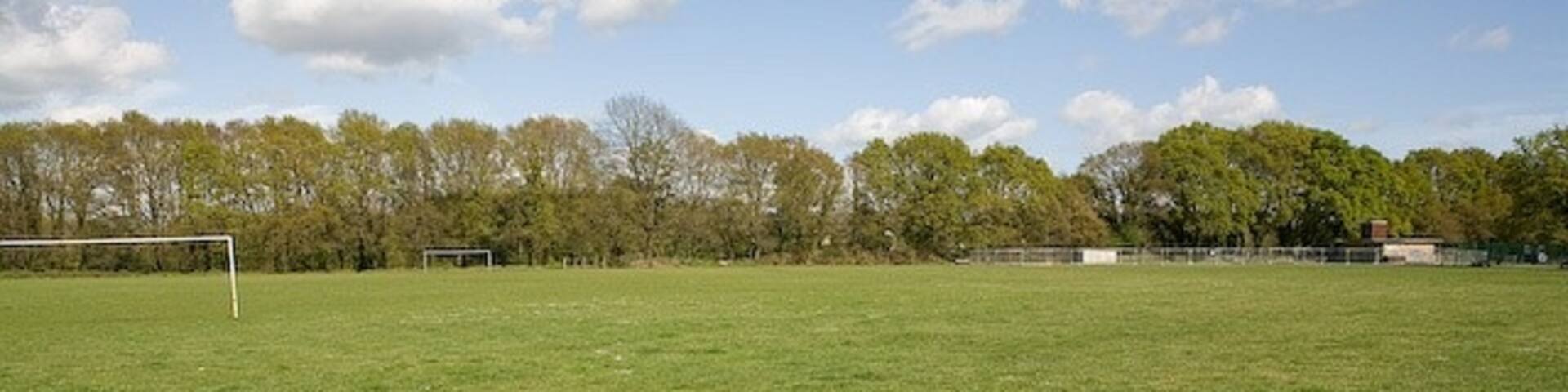 Recreation Ground, North Baddesley Looking towards the pavilion.