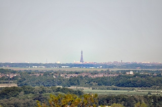 Tower View Blackpool Tower, distance 20 miles, from Church Lane Heskin