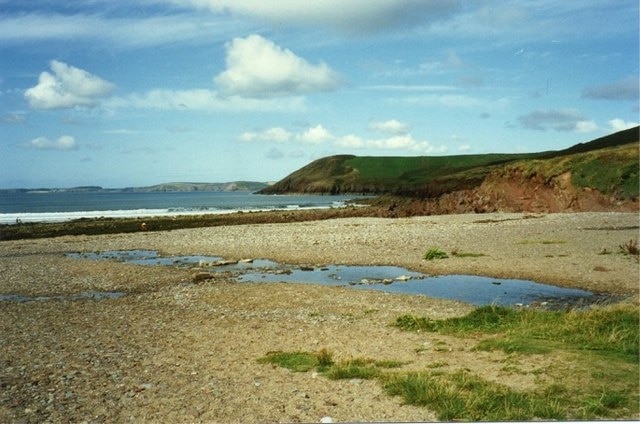 Shingle beach at Manorbier Bay, Pembroke