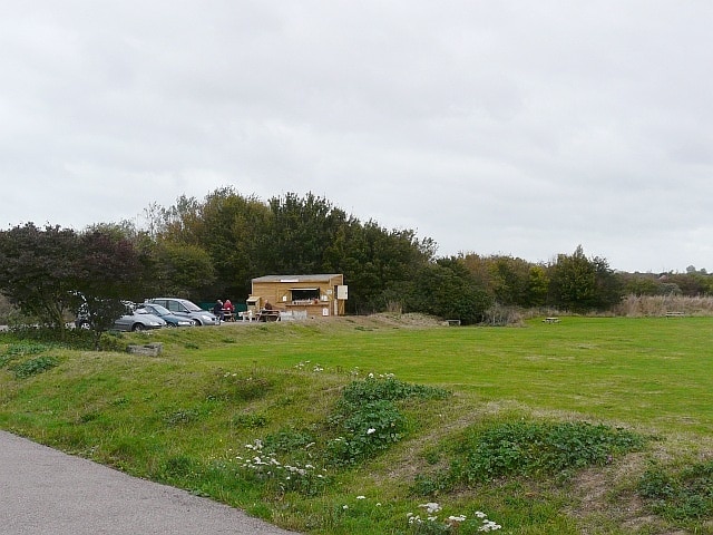 Cafe at Pegwell Bay Nature Reserve. A hut named "The Dog Walker's Rest", which has presumably replaced the mobile cafe which was there in March 2008 744529 .