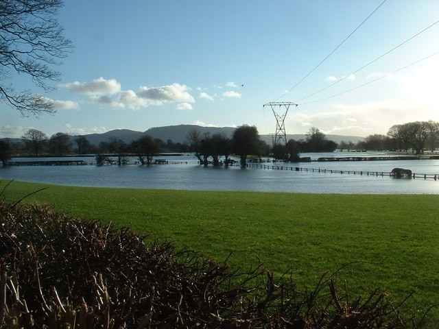 Floods near Llwyn-y-groes There has been very heavy rain [obviously!] - it looks like these floods stem from the River Vyrnwy, almost a kilometre away.