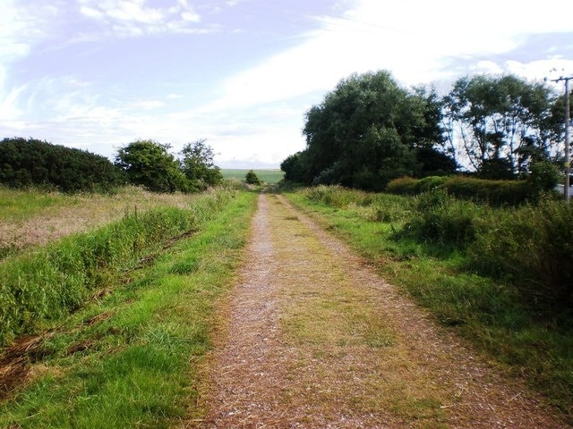 Flamborough, East Riding of Yorkshire, England. I can see the sea! The track from Beacon Farm, Flamborough, which leads to the headland and coastal path.