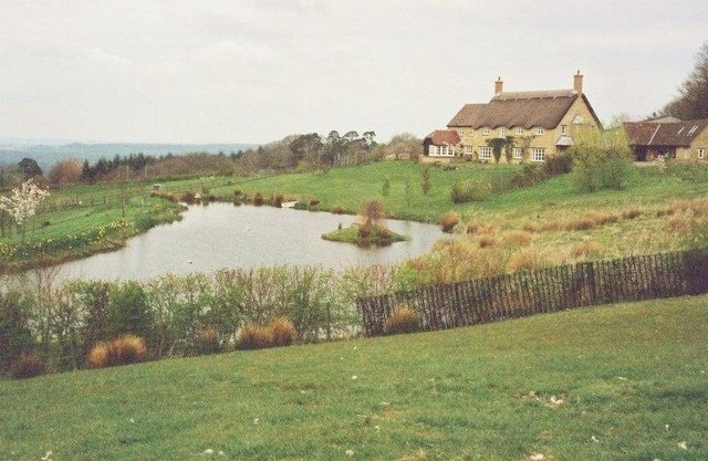 Chedington: pond and cottage Location on map is approximate.