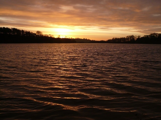 Sunrise from Public Bird Hide looking towards Ogston Hall