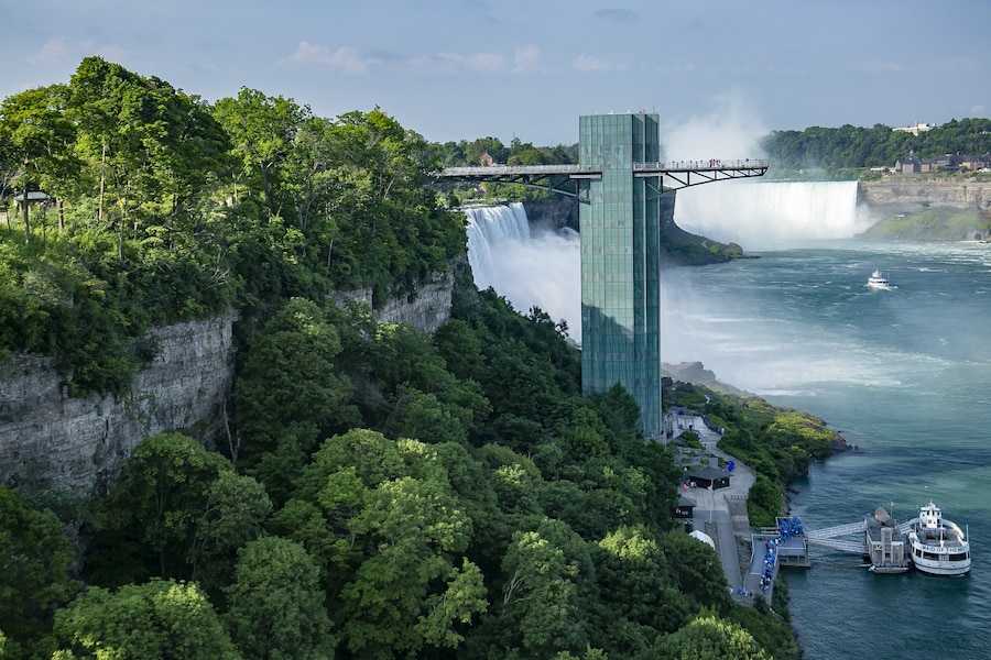 Niagara Falls Observation Tower offering panoramic views of the falls and surrounding area.