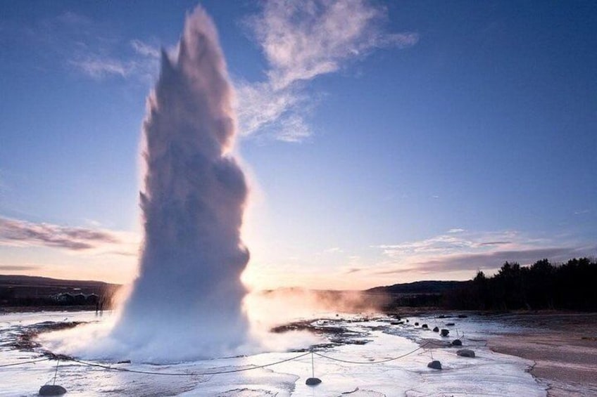 Geysir Hot Spring Area with boiling mud pits, exploding geysers and Strokkur.