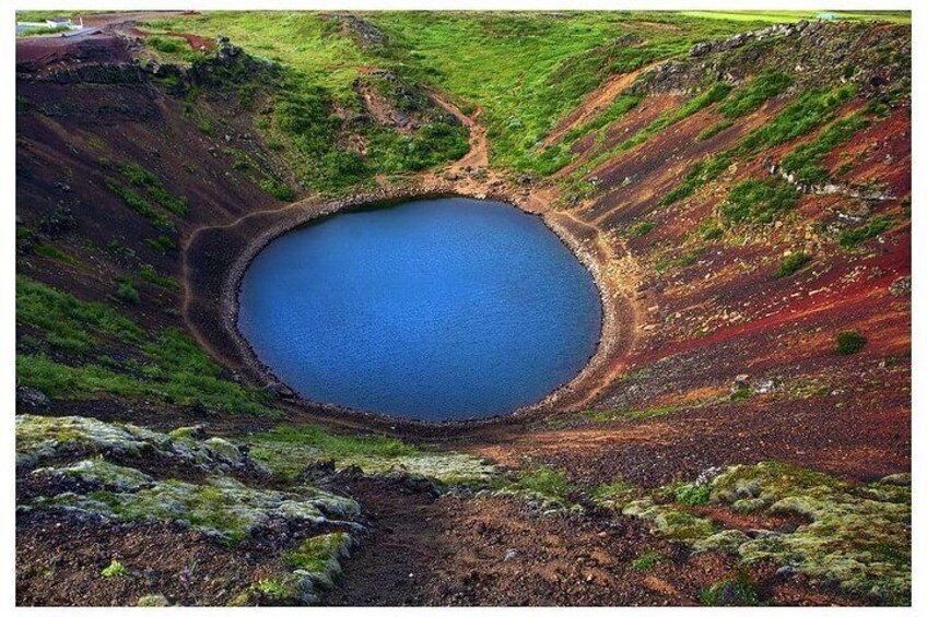 Kerið is a volcanic crater lake located in the Grímsnes area in south Iceland, along the Golden Circle.