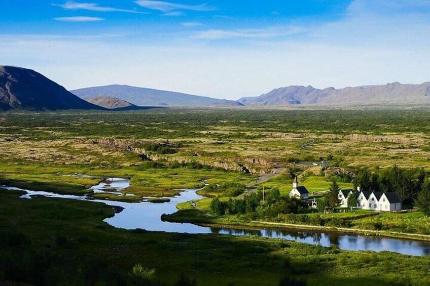 The first church was built at Þingvellir soon after the adoption of Christianity. It's said that it was made with timber donated by the Norwegian king.