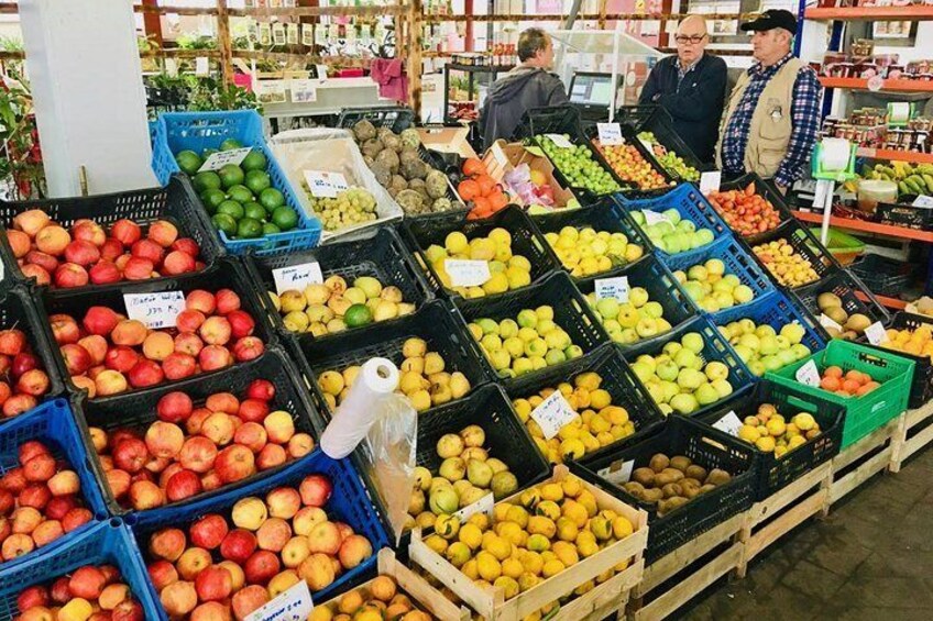 Local market with vegetable and fruit produce