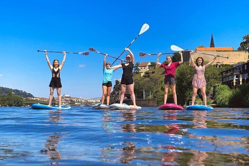 Stand-Up Paddleboarding on the Vltava River in Prague