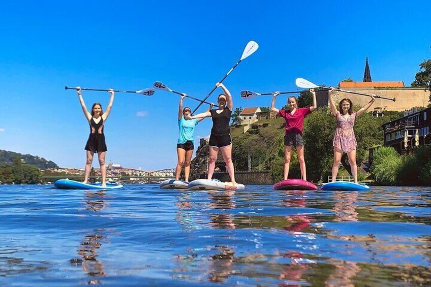 Stand-Up Paddleboarding on the Vltava River in Prague