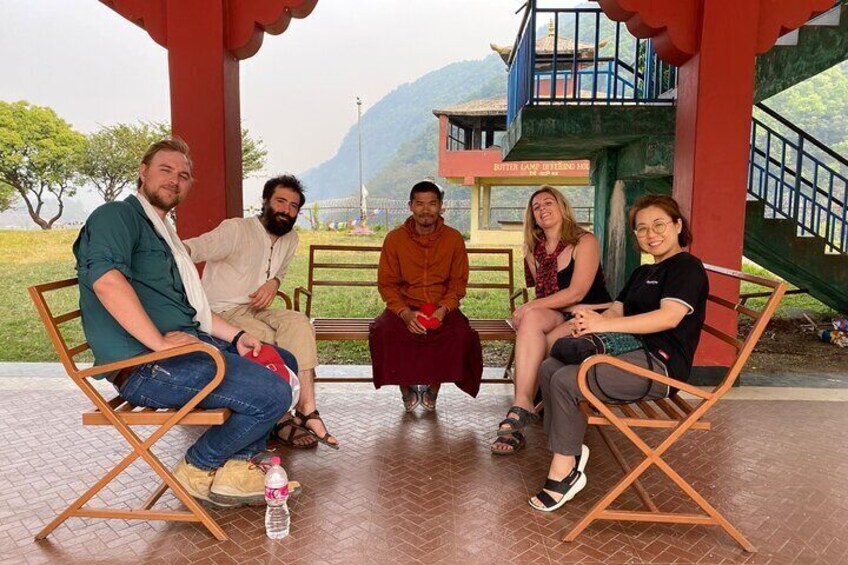 Our guests interacting with a young Buddhist monk