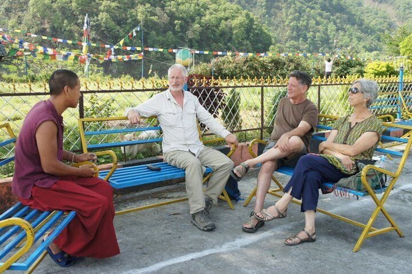 Conversation with buddhist monk about their life in monastery. 