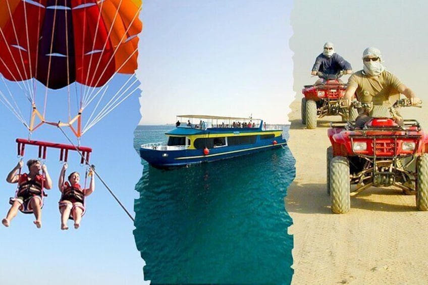 2 Hours Semi-submarine, and 3 Hours ATV Safari, Camel Ried, & Parachute-Hurghada