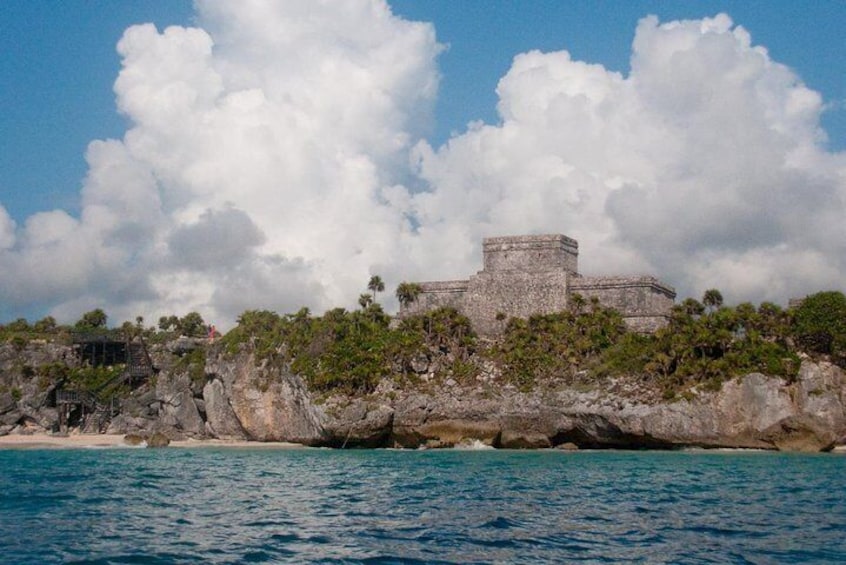 See the Tulum ruins from the boat