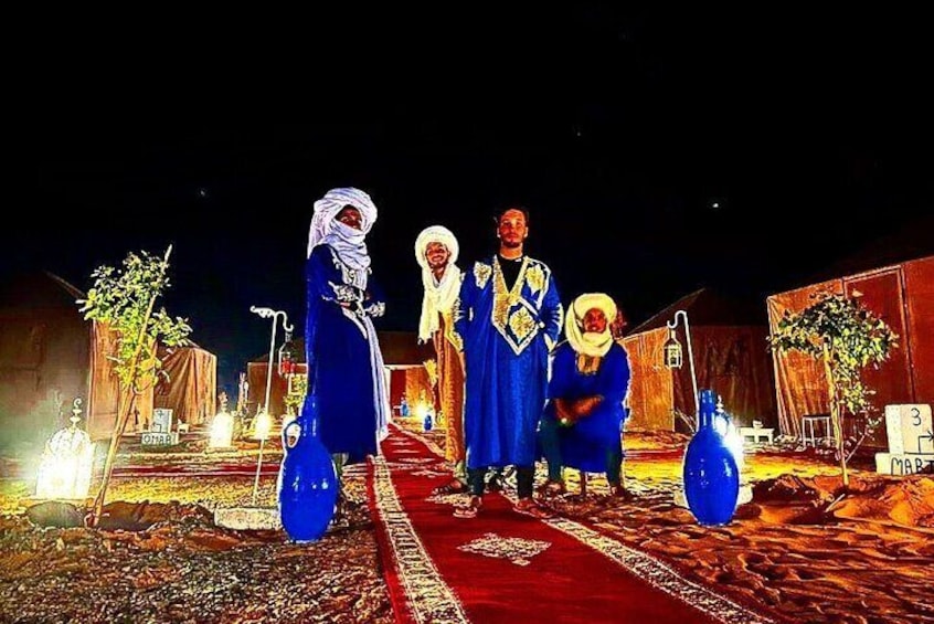 Erg chebbi Night In Moroccan Desert, Camel Trekking, Berber Comfortable Camp 