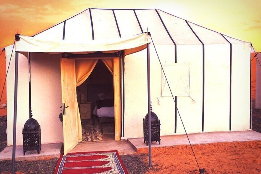 Luxury Camp in Merzouga Desert with Camel ride, 4x4, No Extra Fee.