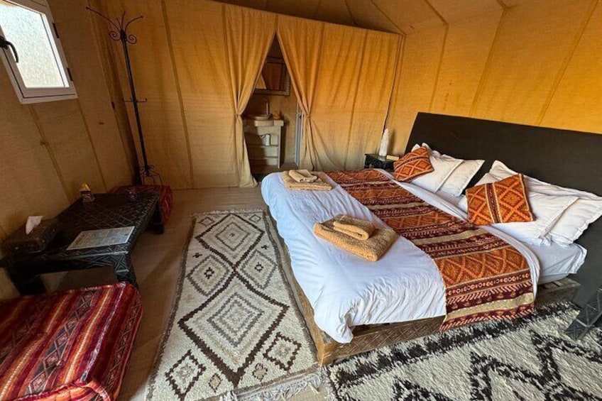 Luxury Camp in Merzouga Desert with Camel ride, Car 4WD