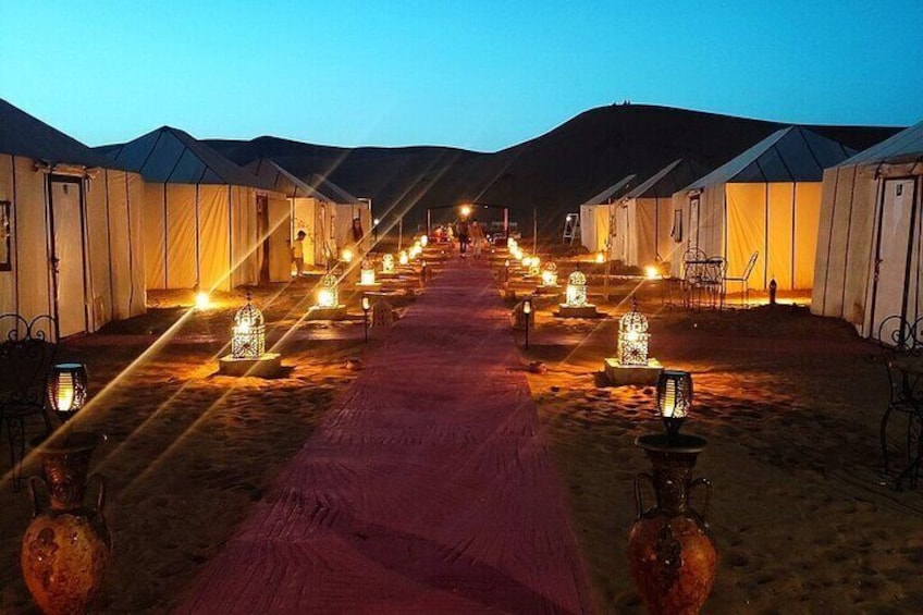 Luxury Camp in Merzouga Desert with Camel ride, 4x4, No Extra Fee.