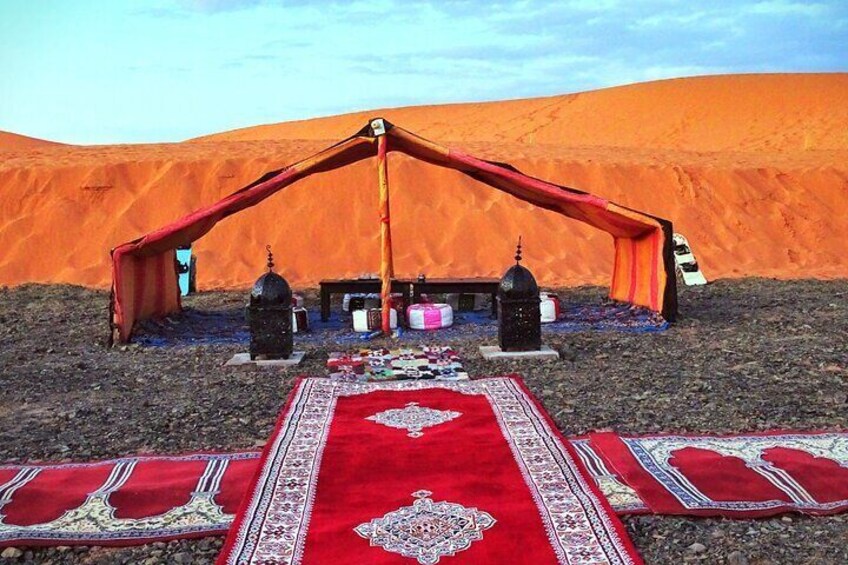 Night in Erg chebbi Desert, Camel Ride, Luxury Camp, SandBoarding