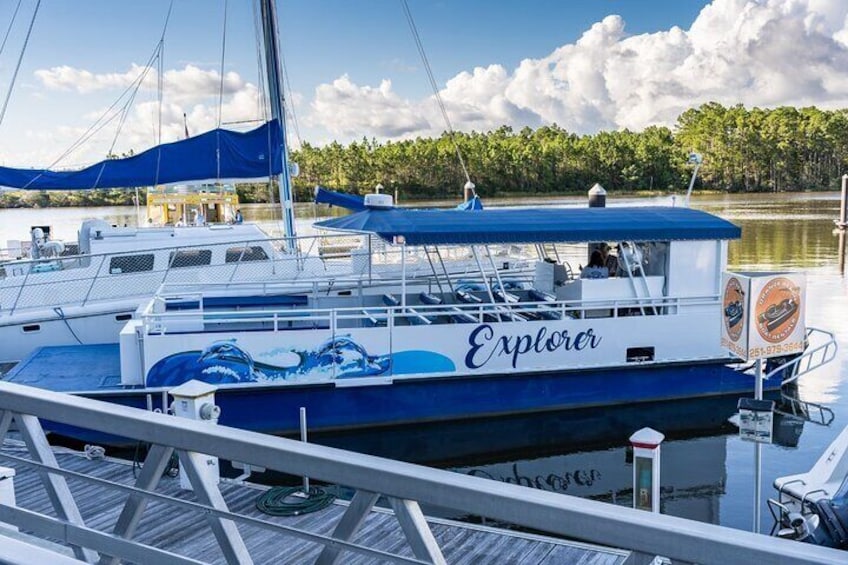 The Explorer docked at the Wharf in Orange Beach