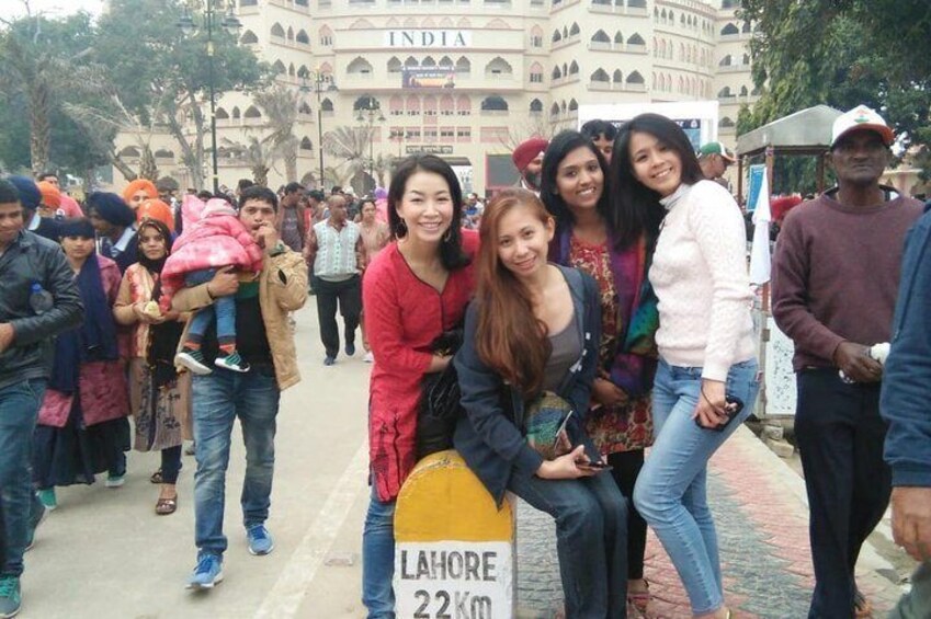 The Malaysian Air Asia crew enjoying at Wagah border tour. 