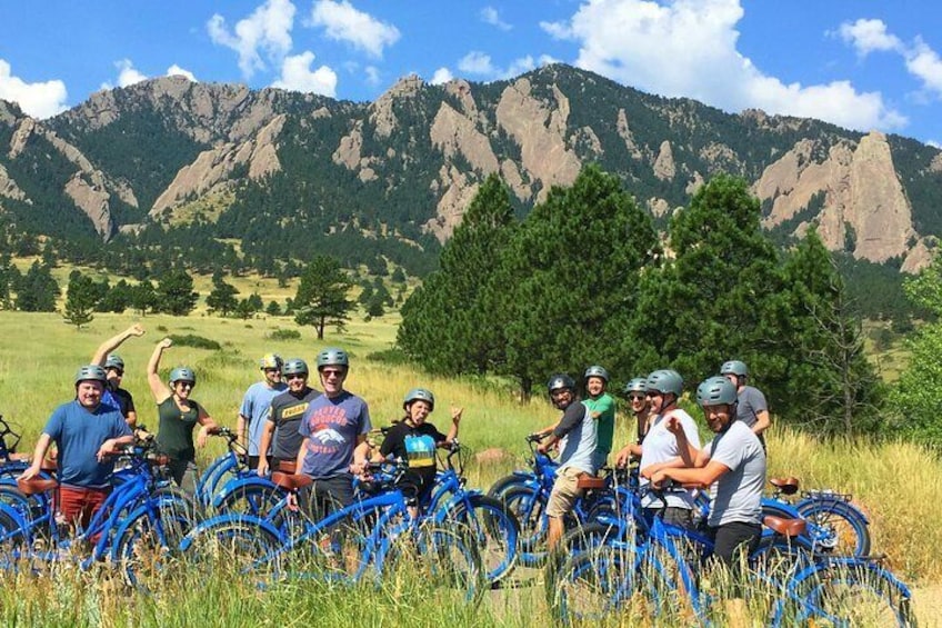"The blue crew" fat tire cruiser ebike tours takes you up to the majestic Flat Irons in Boulder and more
