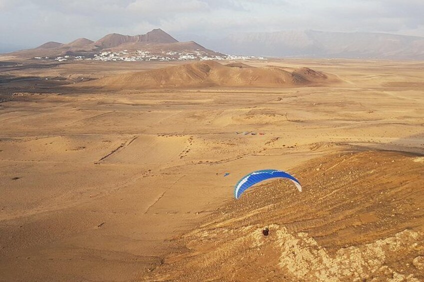 Flying Paragliders over Lanzarote
