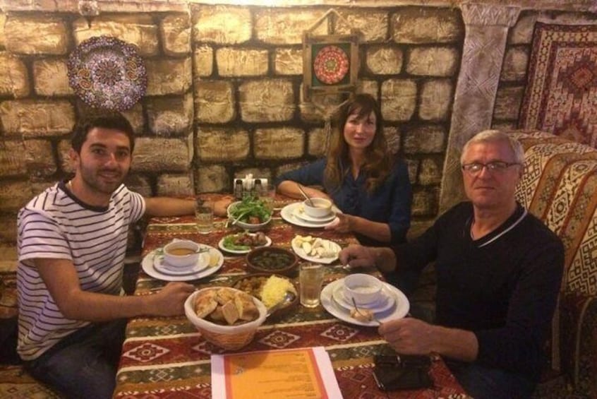 In a traditional restaurant