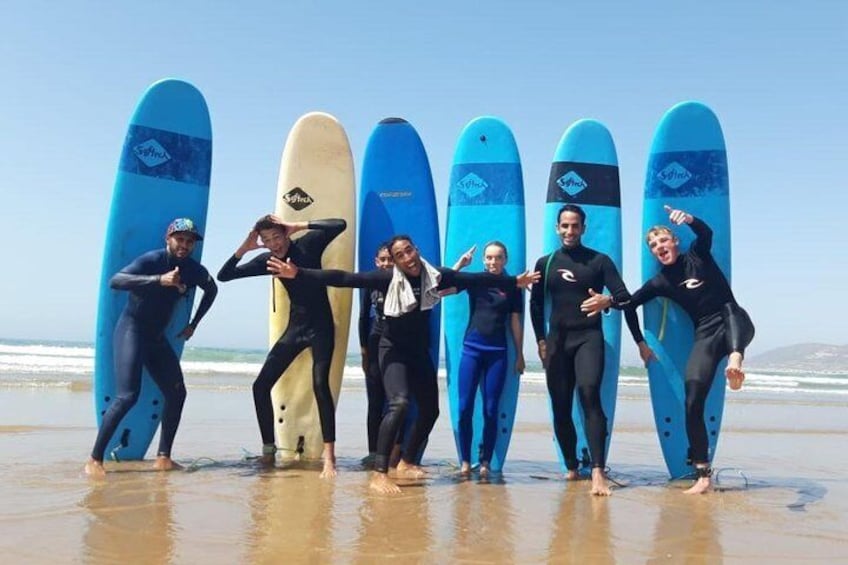 Surfing lesson at Agadir Beach