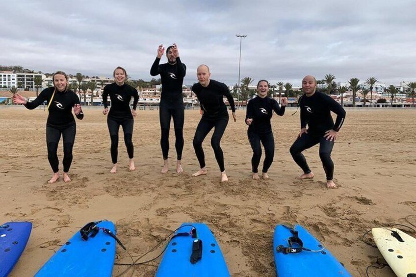 Surfing lesson at Agadir Beach